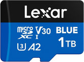 1TB Blue MicroSDXC Card – 160MB/s, UHS-I, C10, U3, A2, V30, Full HD & 4K UHD, with SD Adapter