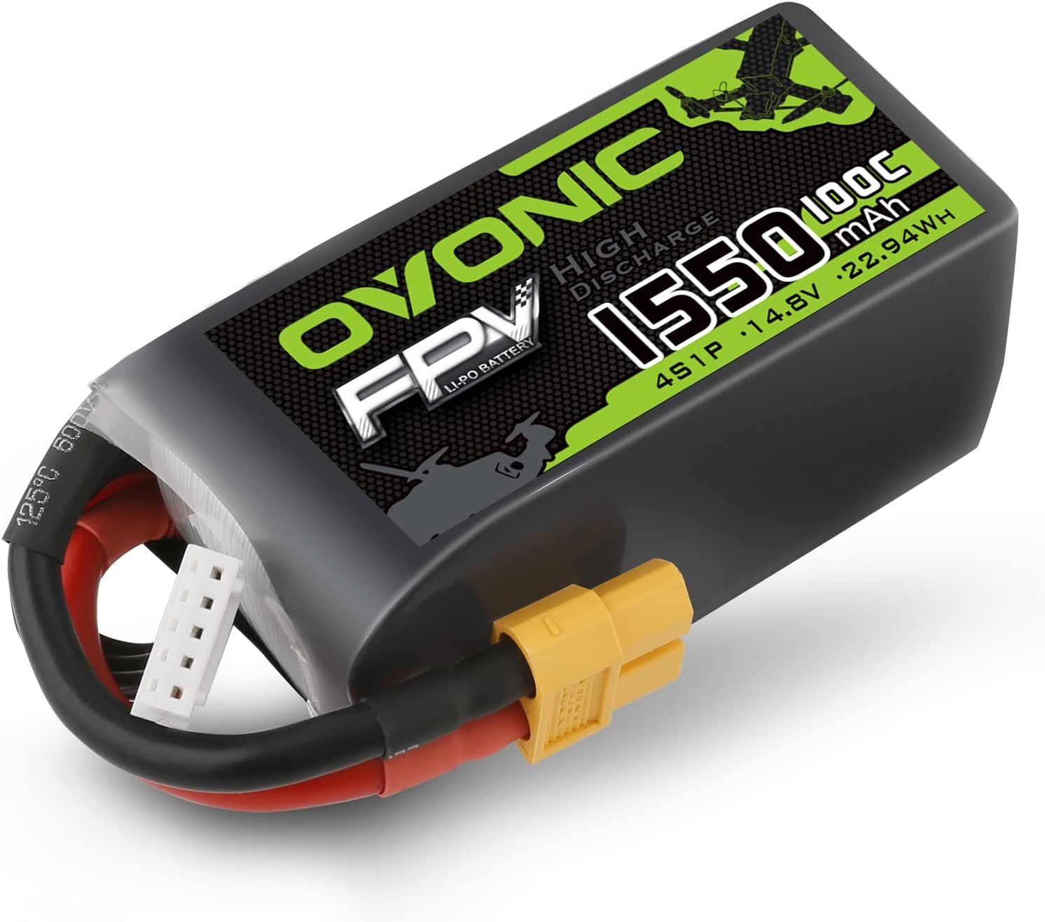 4S LiPo Battery 1550mAh 14.8V 100C – XT60 Connector for RC FPV Racing Drone & Quadcopter